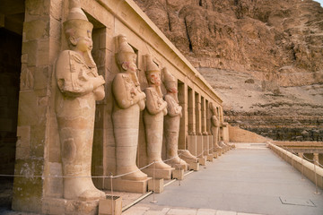 LUXOR, EGYPT  Ancient Deir el-Bahari or Dayr al-Bahri is a complex of mortuary temples and tombs located on the west bank of the Nile, opposite the city of Luxor, Egypt. 