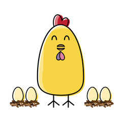 Chicken and egg cartoon icon.