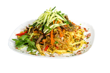 asian salad served on plate isolated