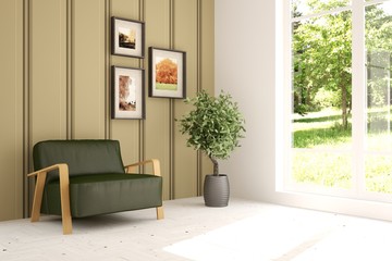 Fototapeta premium White living room interior with armchair