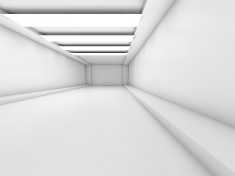 Abstract empty white corridor interior © evannovostro
