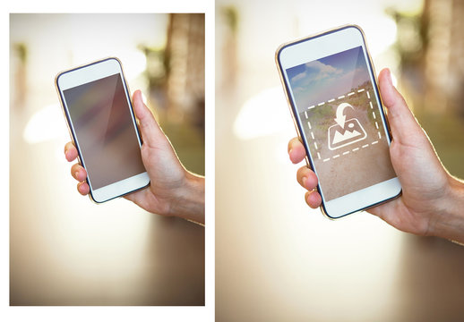 Smartphone in User's Hand Mockup 1