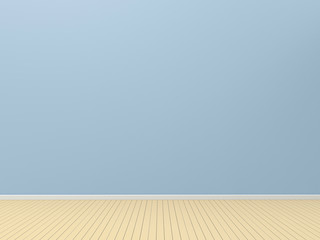 Empty Room Oak Wood floor with Blue wall Contemporary loft living room