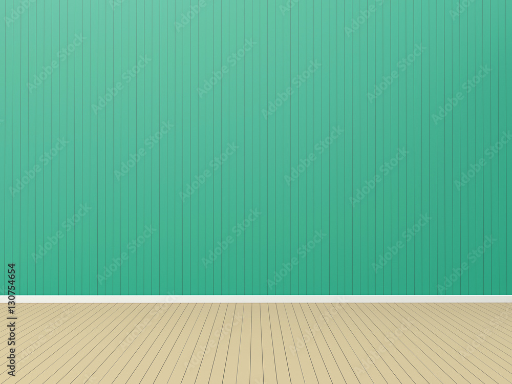 Poster empty room and wooden floor with walls dark green in backgrounds - 3d rendering