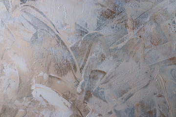 Abstract art background. Acrylic on canvas. Brown grey colors. Express brushstrokes of paint....