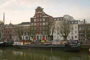 Old canal houses and the warehouse Stokholm along the harbor Wol