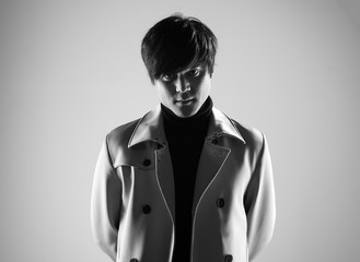 Chinese handsome model man in studio