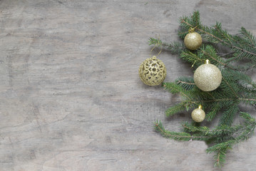 Christmas Decoration Over Wooden Background. Vintage