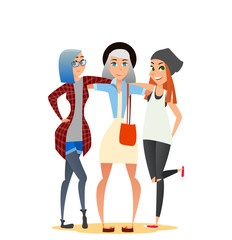 Three young happy girl