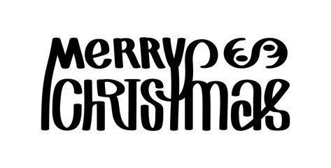 Merry christmas. Calligraphy clip-art, illustration. Suitable for poster or web banner. Isolated on white