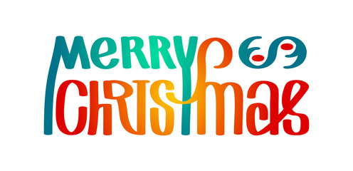 Merry christmas. Calligraphy clip-art, illustration. Suitable for poster or web banner. Isolated on white