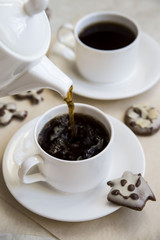 morning coffee with homemade cookies for two