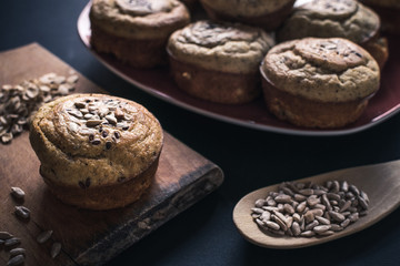 Muffins and mixed seeds