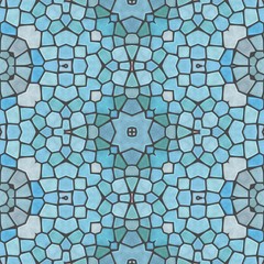 Mosaic soft bright blue decorative symmetrical patten
