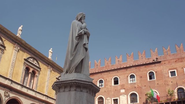 Dante's Monument in Piazza Signori in the Historical Center of Verona, Italy