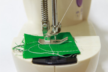 The sewing machine with rag