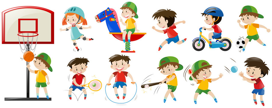 Children playing different sports and game