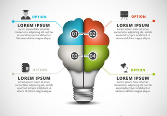 Flat Cloud and Light Bulb Element Infographic