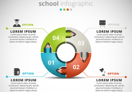 Pencil and Puzzle Piece Circle Element Infographic