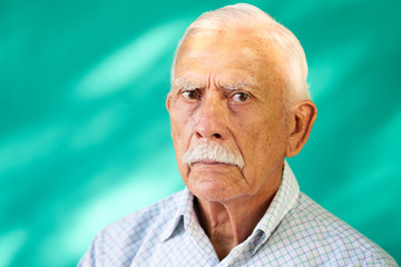 Real People Portrait Sad Elderly Hispanic Man White Grandfather