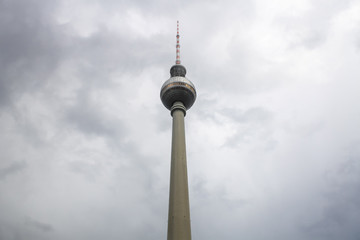 minimal berlin tv tower rainy autumn day