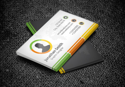 Business Card with Bottom Border Design Layout