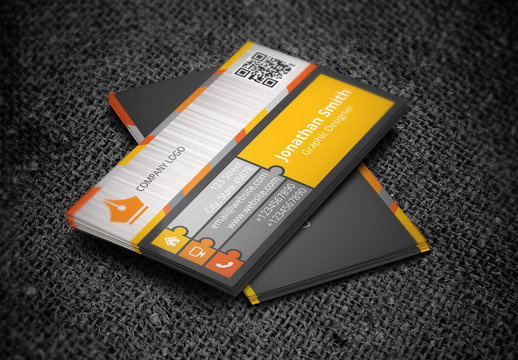 Business Card with Puzzle Piece Tabs Design Layout