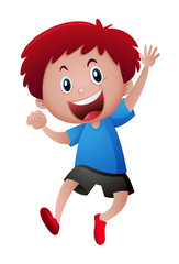 Happy boy jumping up