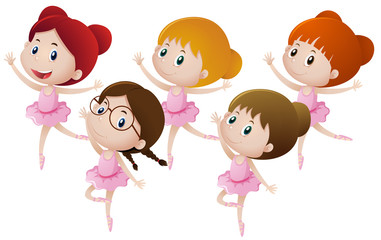Five kids dancing ballet