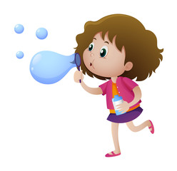 Little girl blowing bubbles