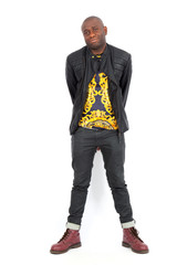 Handsome man doing different expressions in different sets of clothes: love