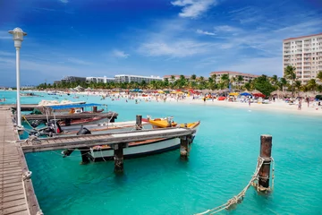 Fotobehang Palm Beach, Aruba © Jo Ann Snover