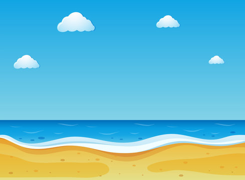 Beach scene with blue sky