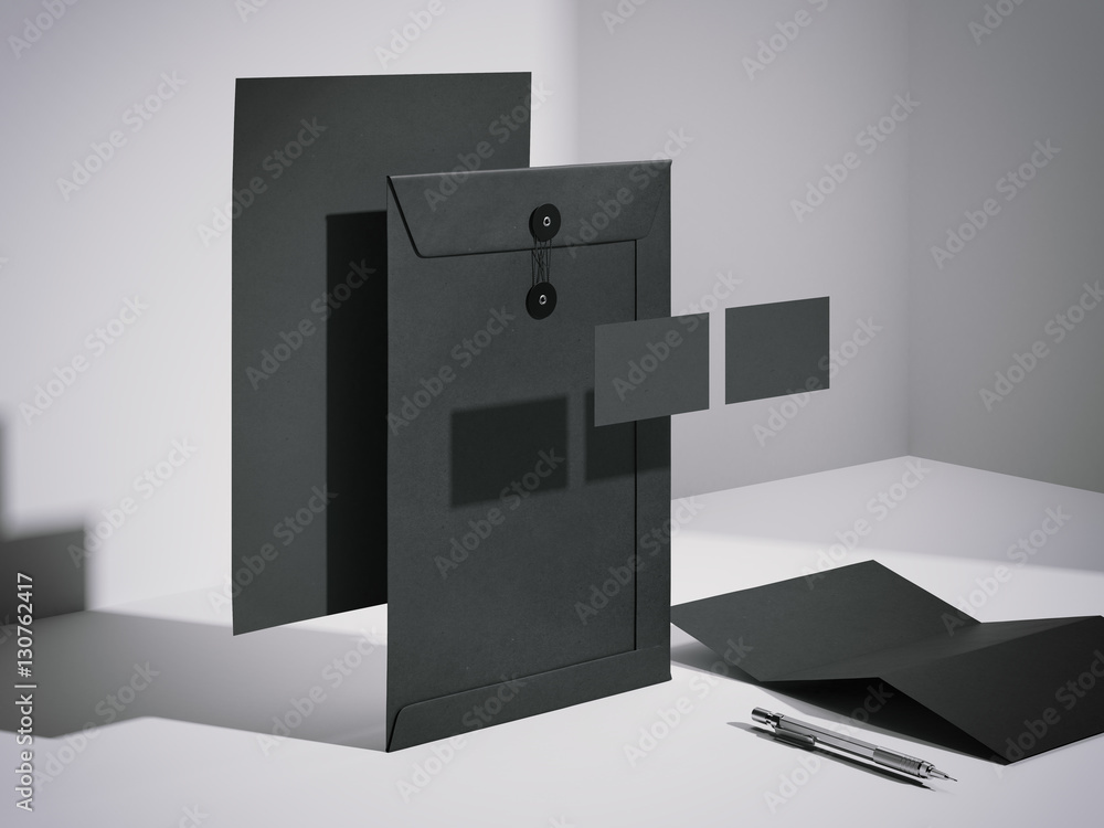 Poster black mockup in a modern studio. 3d rendering
