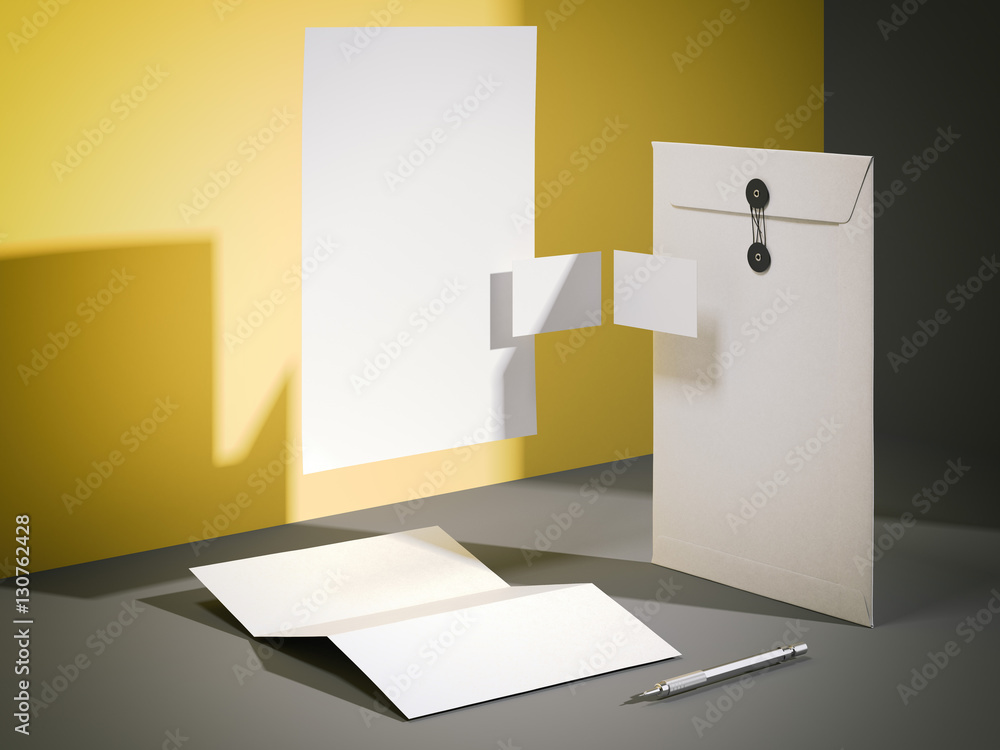 Poster white mockup in a modern studio. 3d rendering