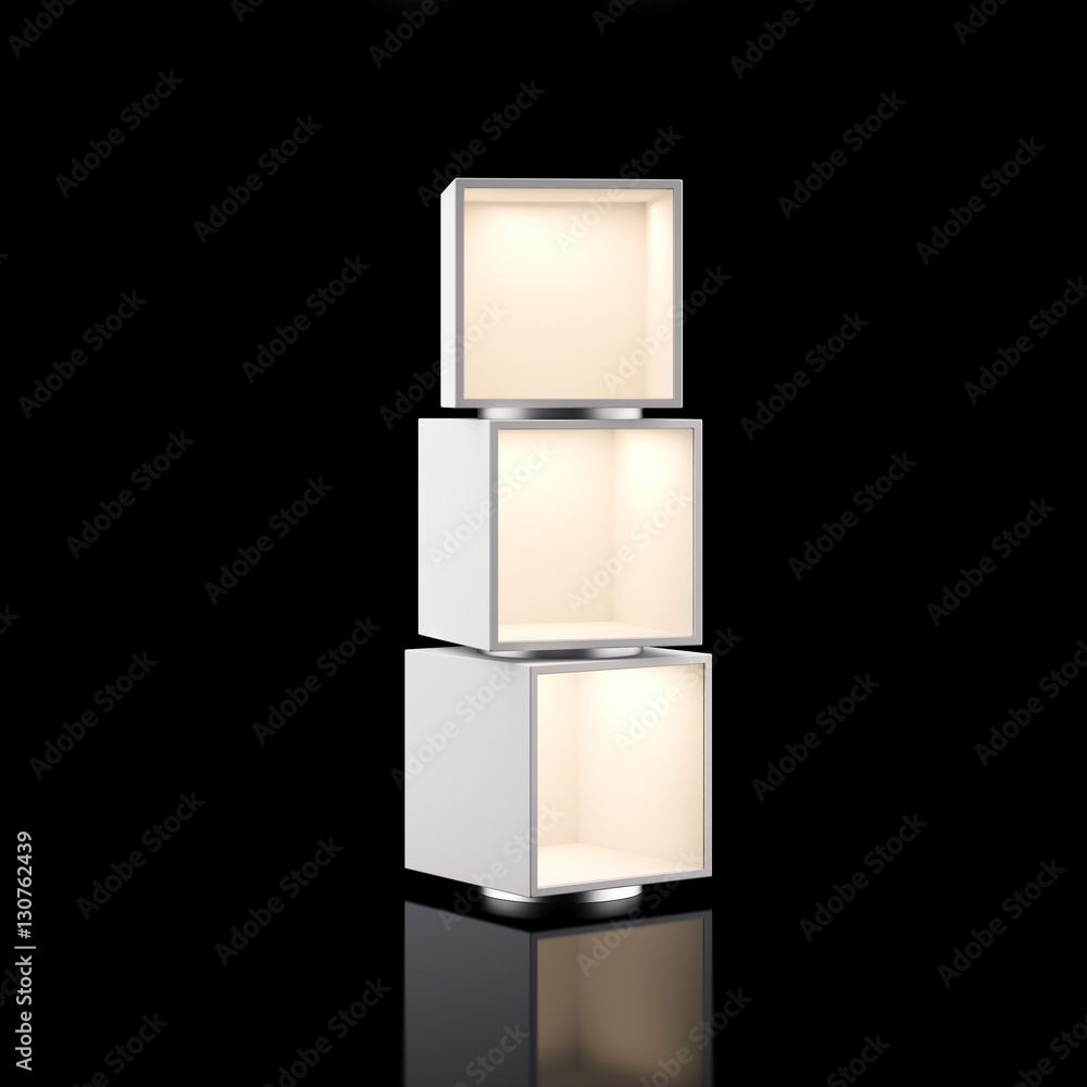 Poster modern showcase isolated on black. 3d rendering