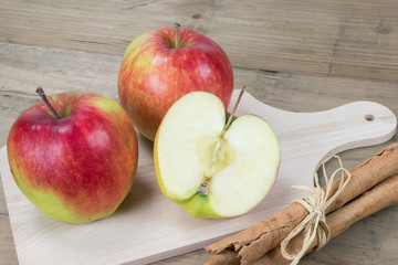 Sweet apples and cinnamon.
Dessert ingredients.