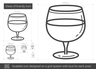 Glass of brandy line icon.