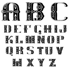 beautiful Celtic font with patterns