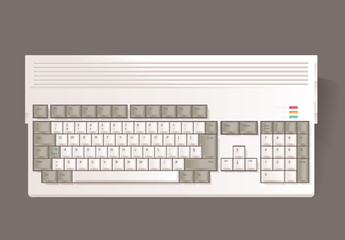 Vintage Compuer 16 bit on gray background