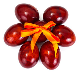 Painted Easter Eggs on White Background