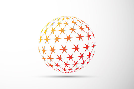 Abstract vector globe logo and star.