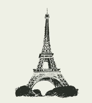 Eiffel tower on white background