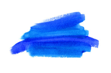 Bright blue watercolor blot on white background