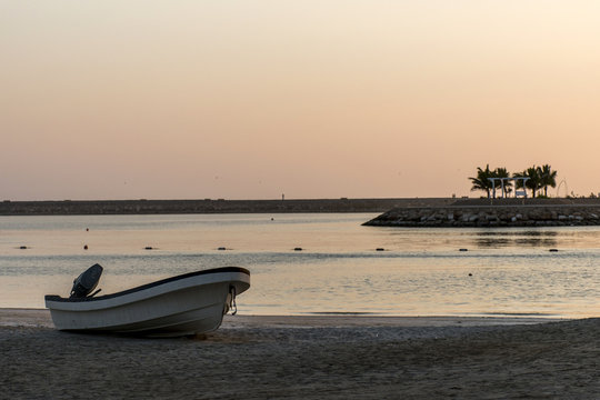 Boat on the beach in salalah oman sunrise time 2