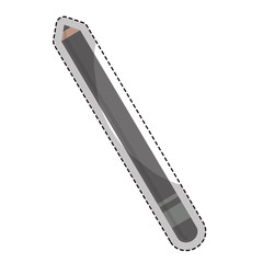 sticker of eye pencil makeup equipment icon over white background. colorful design. vector illustration