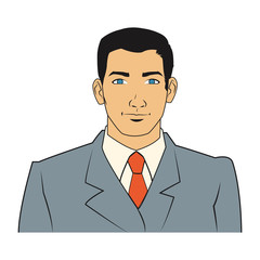 Man cartoon with suit icon. Male avatar person people and human theme. Isolated design. Vector illustration