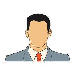 Man with suit icon. Male avatar person people and human theme. Isolated design. Vector illustration