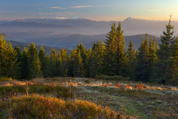 mountain fog sunset sunrise
