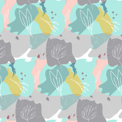 Vector seamless abstract floral pattern in pastel colors.